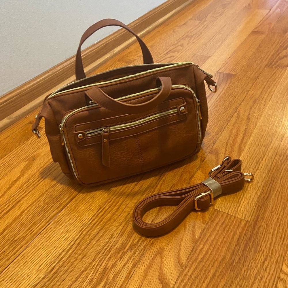 Brenice Brown Leather Women Bag